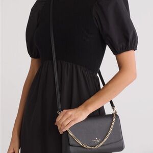Kate Spade Laurel Way Greer Black Crossbody with Silver Chain